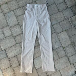 Cream Abercrombie & Fitch Vegan Leather Straight Leg Pants Size 25 / 0
